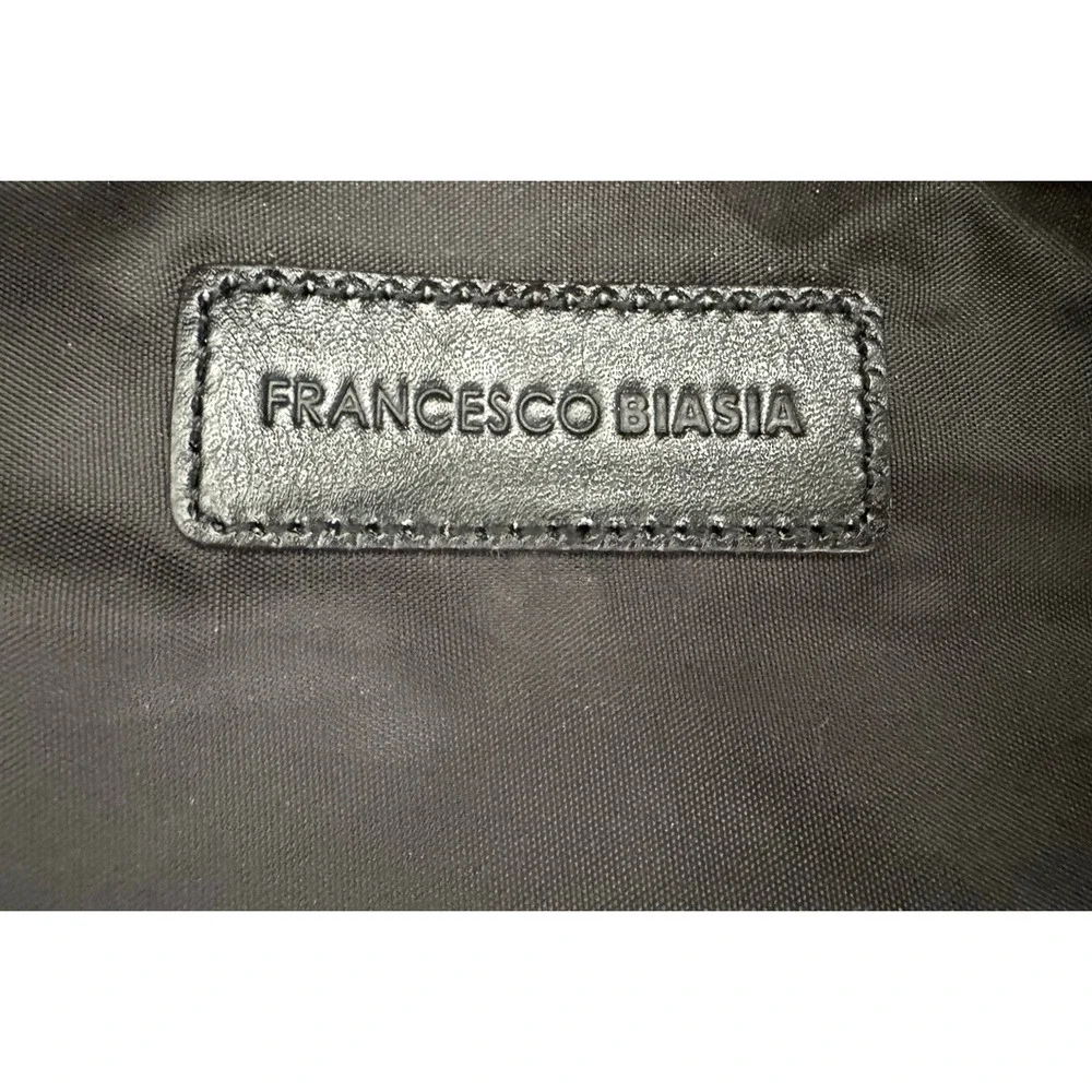 Francesco Biasia Work Tote Bag Black Nylon Leather-Trim Office Laptop Organizer